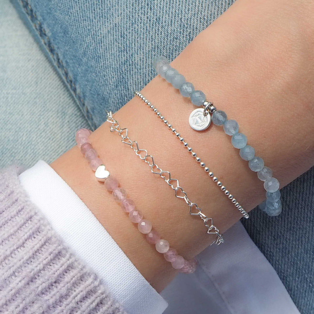 armbänder hochwertig silber mit edelstein rosenquarzarmband armkette aquamarin beryll schmuck kugelarmband silber herzarmkette silber