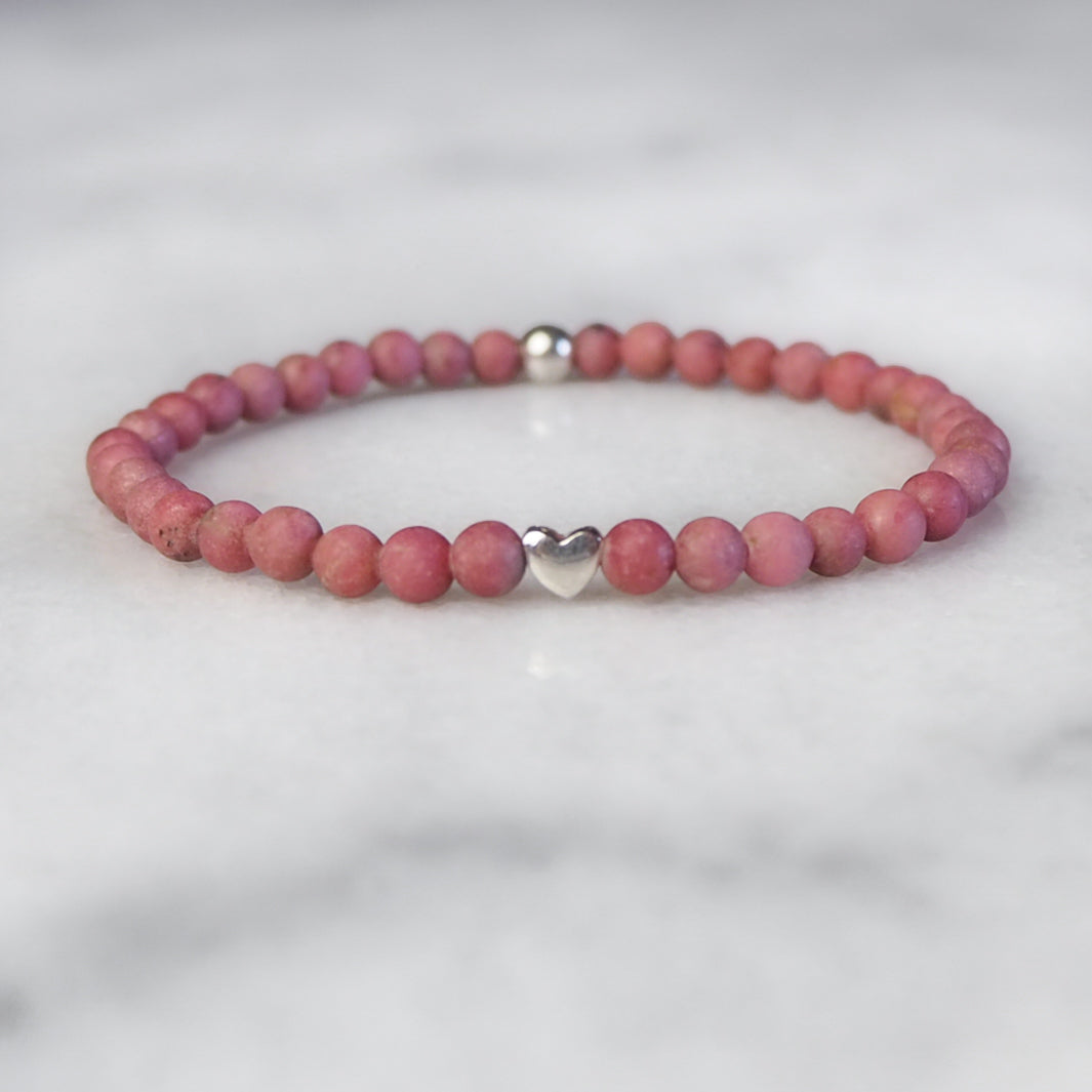 Edelsteinarmband Silberarmband mit Heilstein Rhodonit Weihnachtsgeschenk Frau Schmuck Tiara Stones