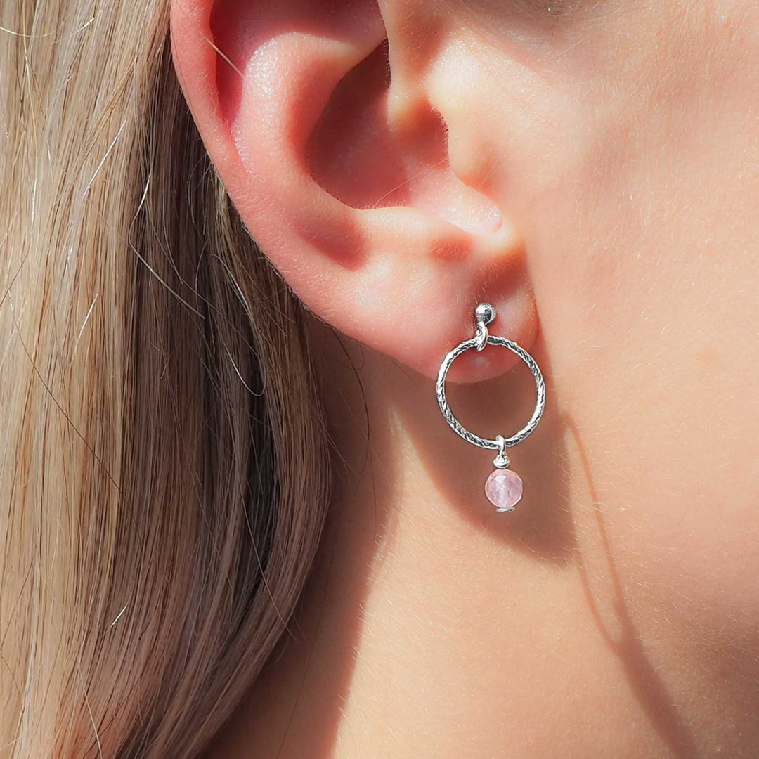 rosenquarz ohrringe rosenquarzschmuck, Ohrstecker mit Rosenquarz edelsteinschmuck ohrring silber mit Rosenquarz rhodiniert Ohrstecker