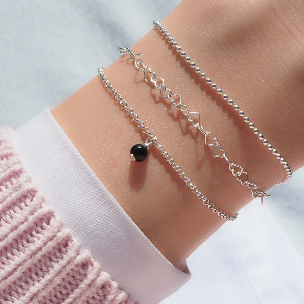 armbandset herzarmband, kugelarmband silber armkette schmuckset kaufen, turmalin schutzstein turmalinkette