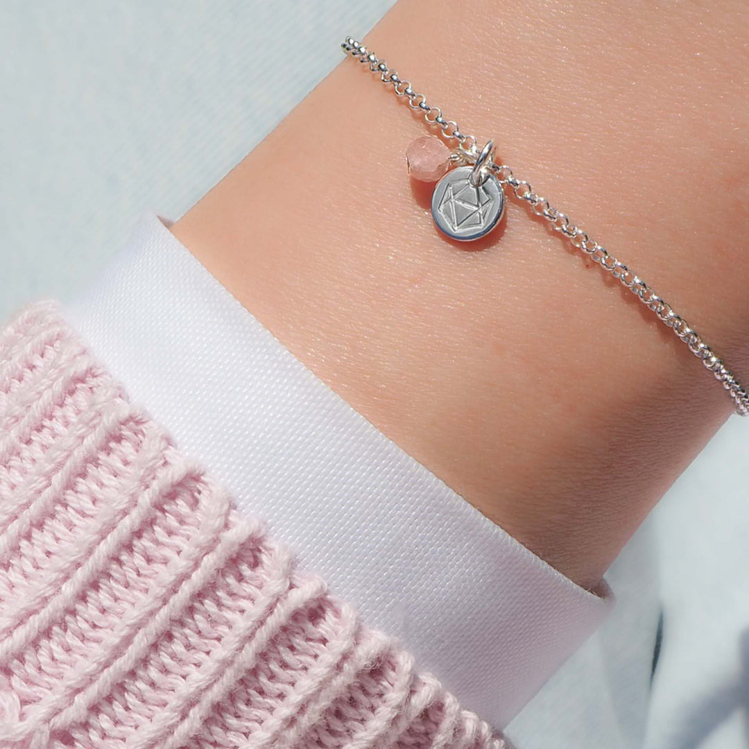 Armband edelstein kaufen, valentinstag geschenk frau, Silberarmband mit Anhänger Rosenquarz und Silberanhänger, Armkette echtes silber mit heilstein rosenquarz, armkette silber rosenquarzschmuck, heilstein schmuck rosenquarz armkette kaufen