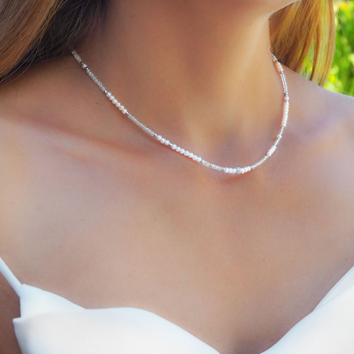 Choker Perlenkette Hochzeit Brautschmuck Kette brautkleid Perlenkette Bergkristallkette halskette braut Perlenkette Brautschmuck Hochzeitsschmuck Kette