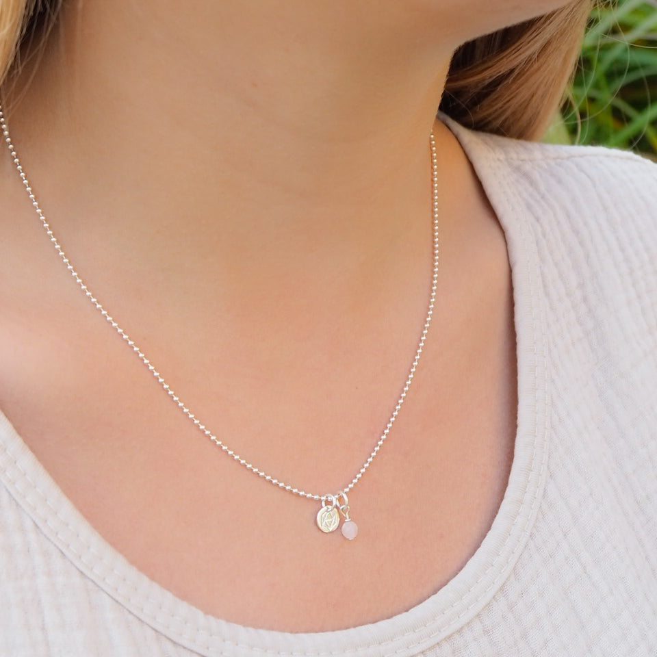 Silberkette mit Rosenquarz Rosa Edelstein handgemachter Rosenquarz Anhänger aus echtem Silber