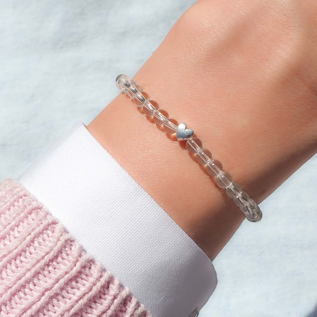  Bergkristallarmband, Armkette mit Bergkristall, Herzarmband mit Bergkristall, Bergkristallschmuck, Quarzschmuck, Herzarmband mit Bergkristall, heilsteinarmband bergkristallkette