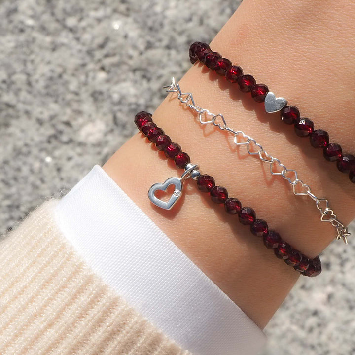 "1000 Hearts" Armband - Granat