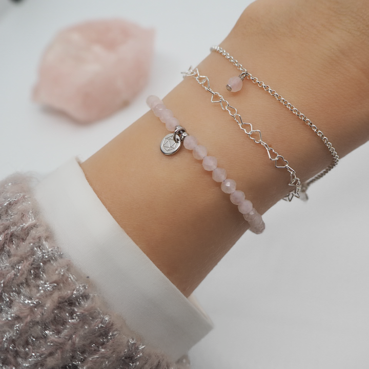 Rosenquarzschmuck set armketten Schmuckset edelstein aquamarin rosenquarzkette, Tiffany armband edelstein, perlenarmband aquamarinkette rosenquarzkette herzarmband armkette heilstein rosenquarz armband