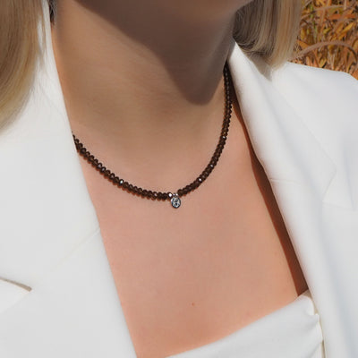 Rauchquarzkette, edelsteinkette heilsteinkette rauchquarz anti stress stein heilstein schmuck quarz gegen stress, rauchquarzkette kaufen online kaufen halskette edelstein rauchquarz smoky quarz