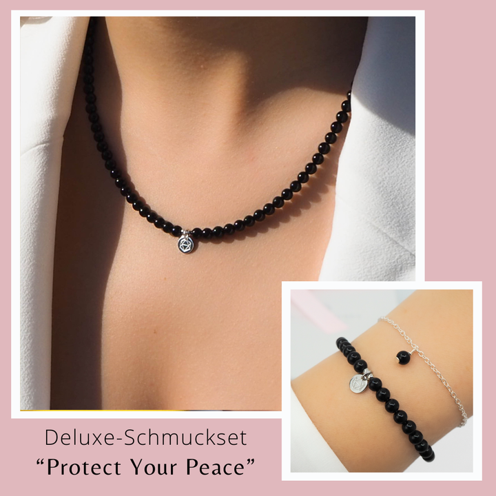 Armbandset Turmalin Edelsteinarmband schwarzer Schörl Schutzstein Silberschmuck mit Edelstein Geschenk Geburtstag Schmuck Turmalinschmutz Edelstein für schutz kugelarmband silber
