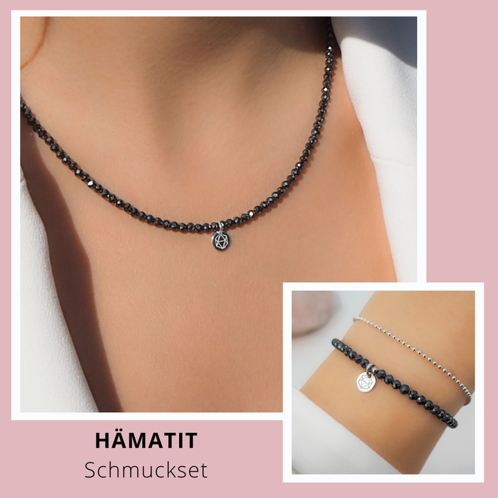 Kraftvolles Schmuckset mit Granat und Hämatit – für Energie, Mut und innere Stärke. heilsteine schmuck hämatitschmuck weihnachtsgeschenk frau edelsteine 