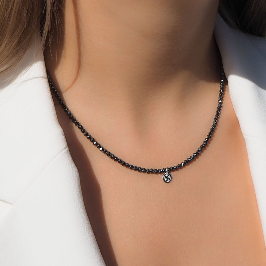 Edelsteinkette Hämatit, Hämatitschmuck, Blutsteinkette mit echtem Silber, Verschiedene Kettenlängen, handgefertigte steinkette Heilsteinstkette Hämatit Energie und Kraft