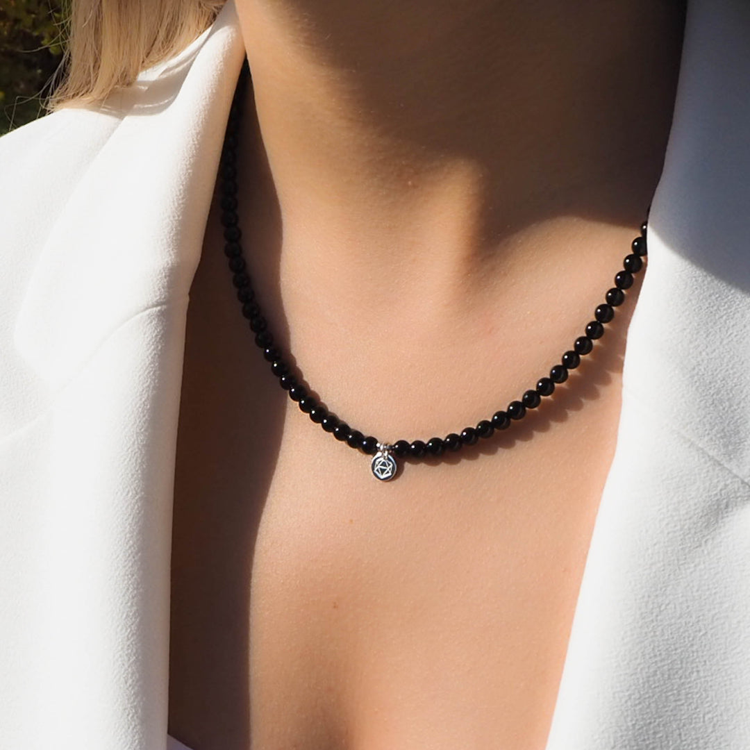 Turmalinkette, Halskette Turmalin Schwarz Schutzkette Schörl schwarze Edelsteinkette Heilstein Turmalin Kette