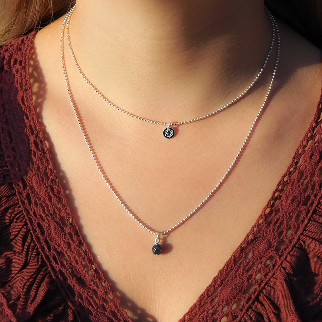 Hämatitkette, Kugelkette Silber mit Hämatit Anhänger, Hämatitschmuck Halskette Hämatit Heilstein Edelsteinschmuck Hämatit grau, Edelstein Hämatit kette online kaufen