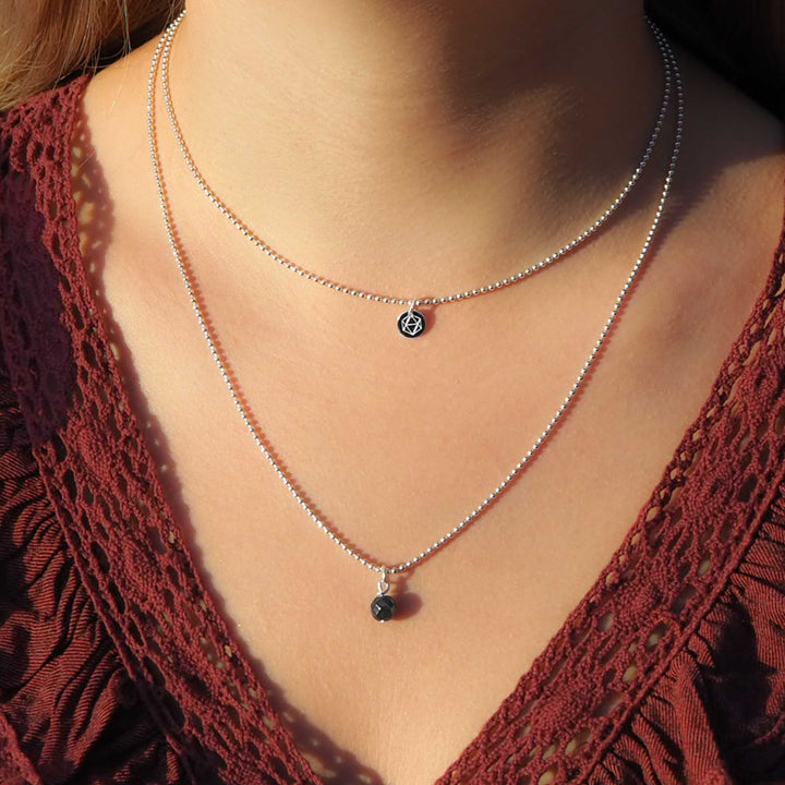 Hämatitkette, Kugelkette Silber mit Hämatit Anhänger, Hämatitschmuck Halskette Hämatit Heilstein Edelsteinschmuck Hämatit grau, Edelstein Hämatit kette online kaufen