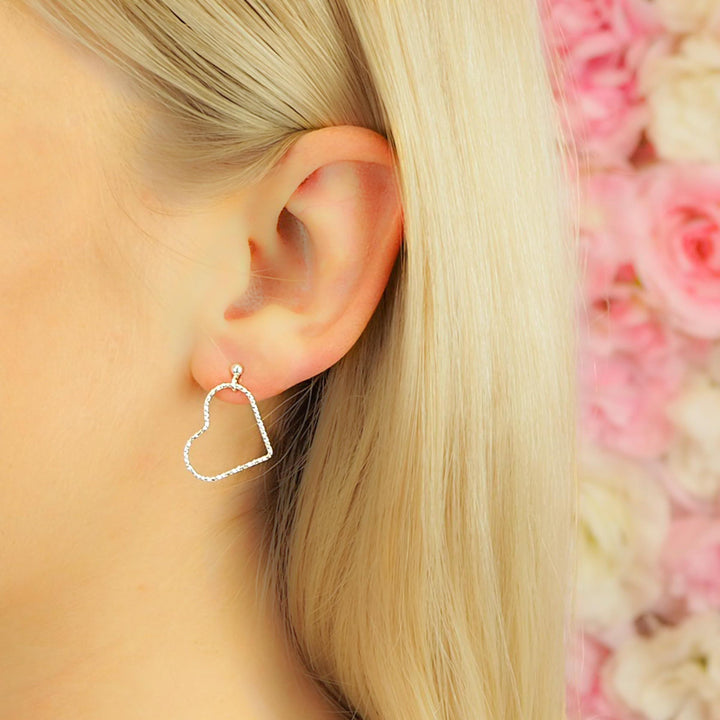 herzohrringe valentinstags geschenk frau schmuck ohrringe aus silber herz, herzschmuck ohrringe mit herz silber funkelnder herzschmuck