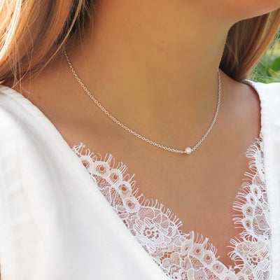 Perlenkette mit runder Perle, Silberkette mit echter Perle; brautschmuck und Hochzeitsschmuck, Perlenschmuck perlen halskette