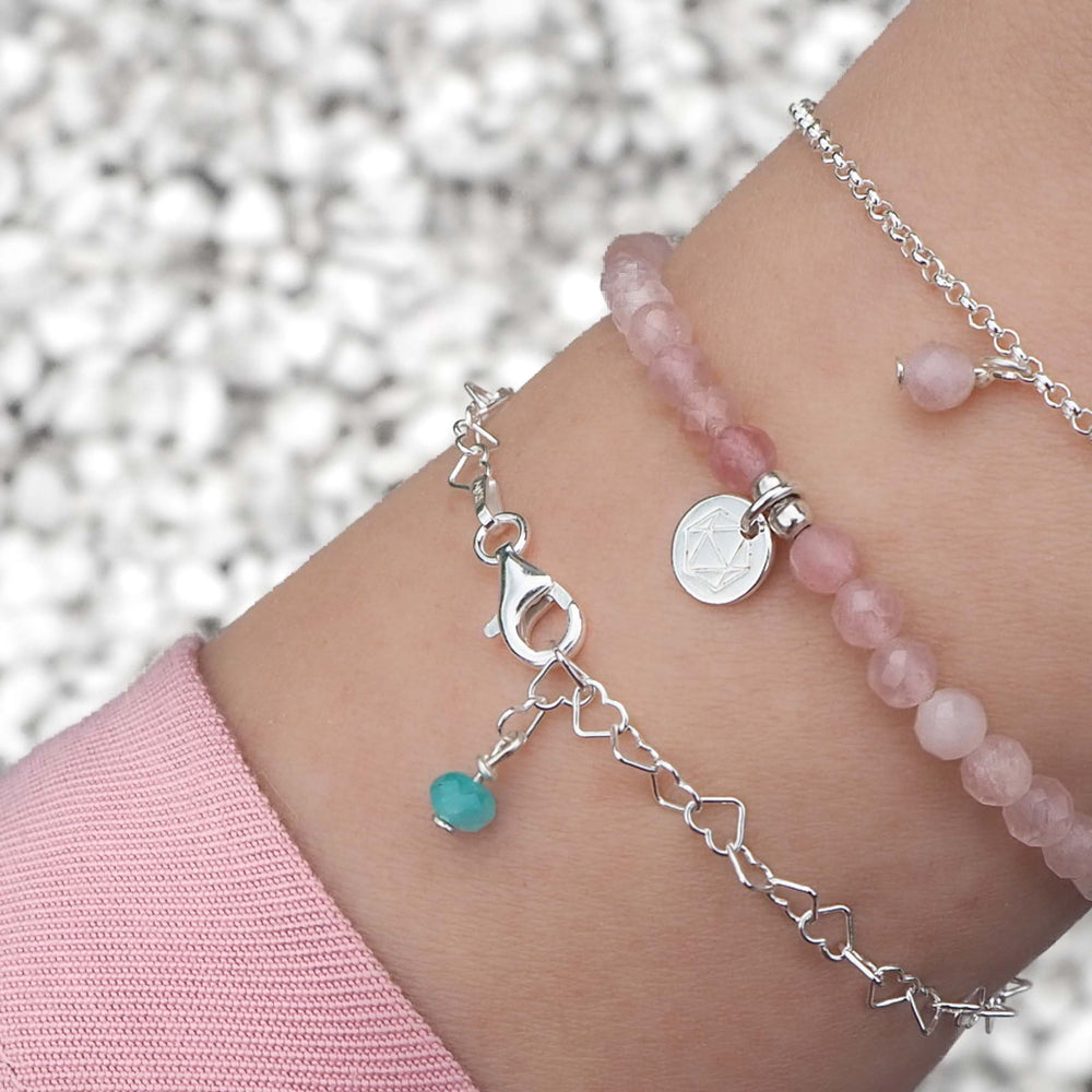 Edelsteinschmuck Armband Edelstein Rosa Rosenquarzarmband Amazonitarmband Silber