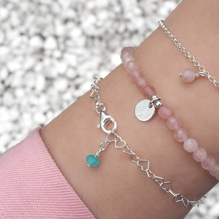 Edelsteinschmuck Armband Edelstein Rosa Rosenquarzarmband Amazonitarmband Silber