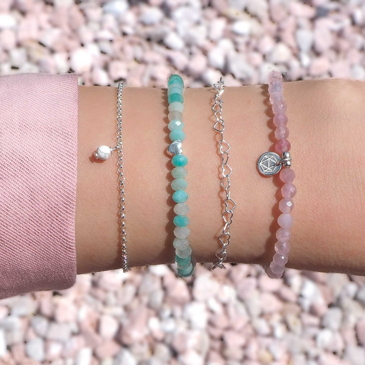 rosenquarz armband amazonit schmuck armkette magnesit armband herzarmband silber kaufen, armband set geschenk frau schmuck edelstein heilsteine schmuck kaufen